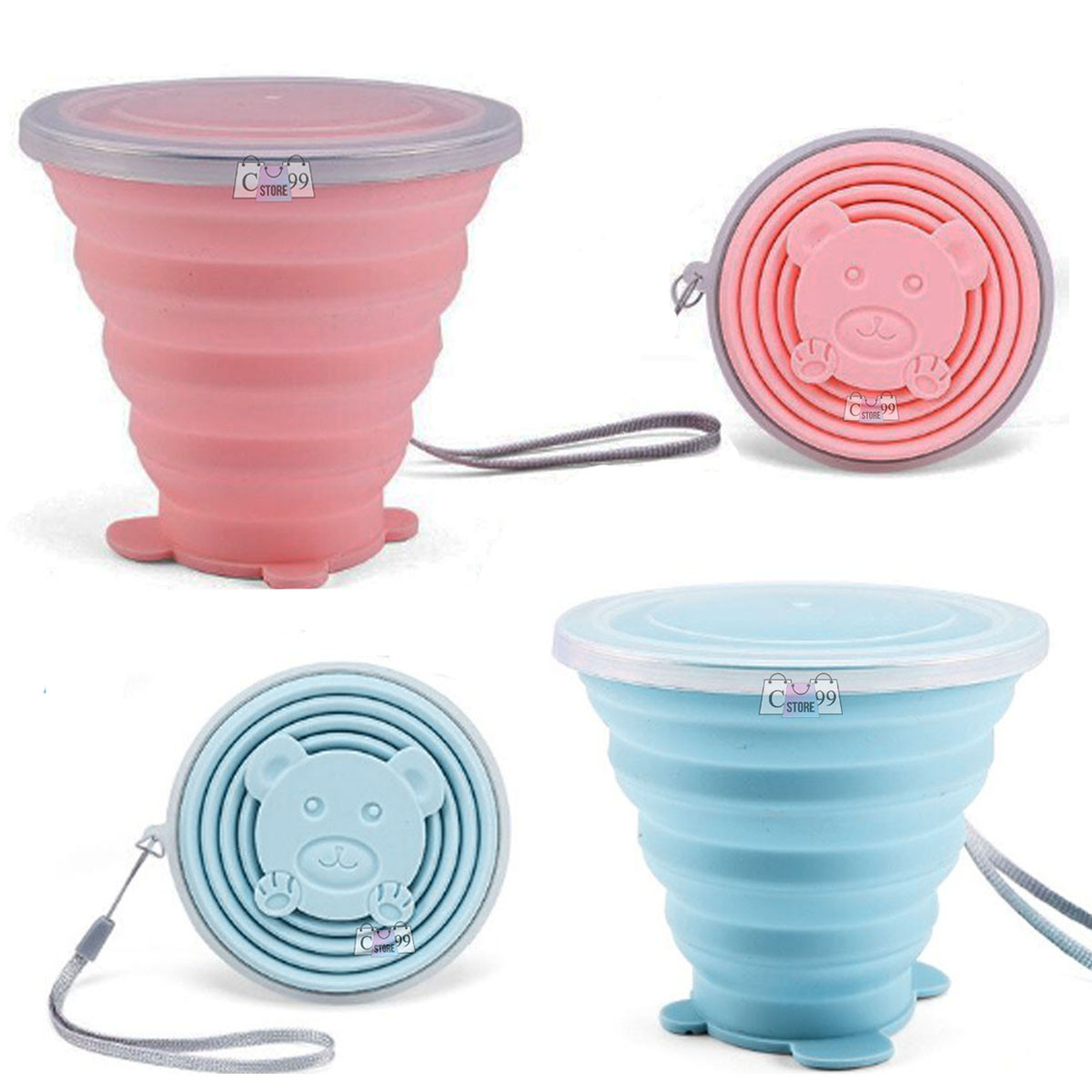 Vista 9 de Vaso Plegable Taza Portable En Silicona - COLOR: ROSADO